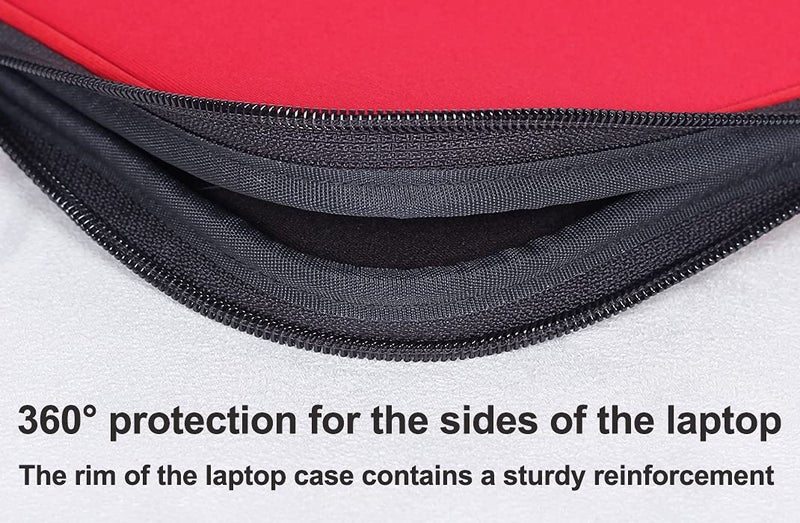 Inntzone Laptop Sleeve 15.6 Inch Foldable Slim Case Lightweight Bag Notebook Computer Carrying Flip Cover (Red) - Image 5